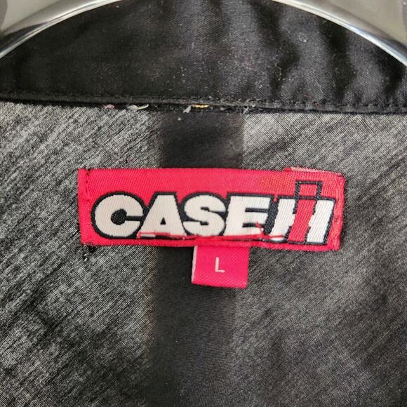 Case IH Short Sleeve Button Front Shirt Mens Size Large Black Thin Material - Picture 3 of 4